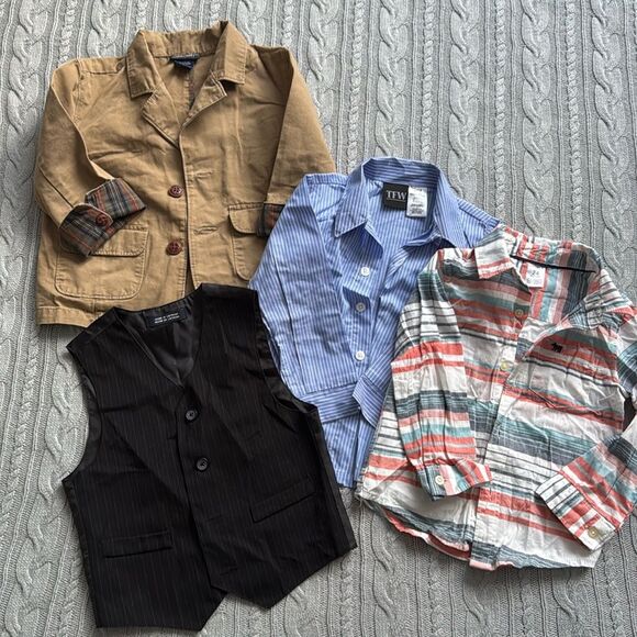 Baby Boy 4 pieces bundle dress shirts suit jacket dress vest - Picture 1 of 7